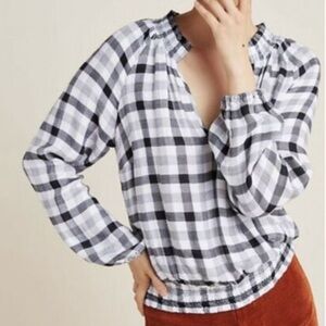 Anthropologie X Cloth & Stone Gingham Blouse